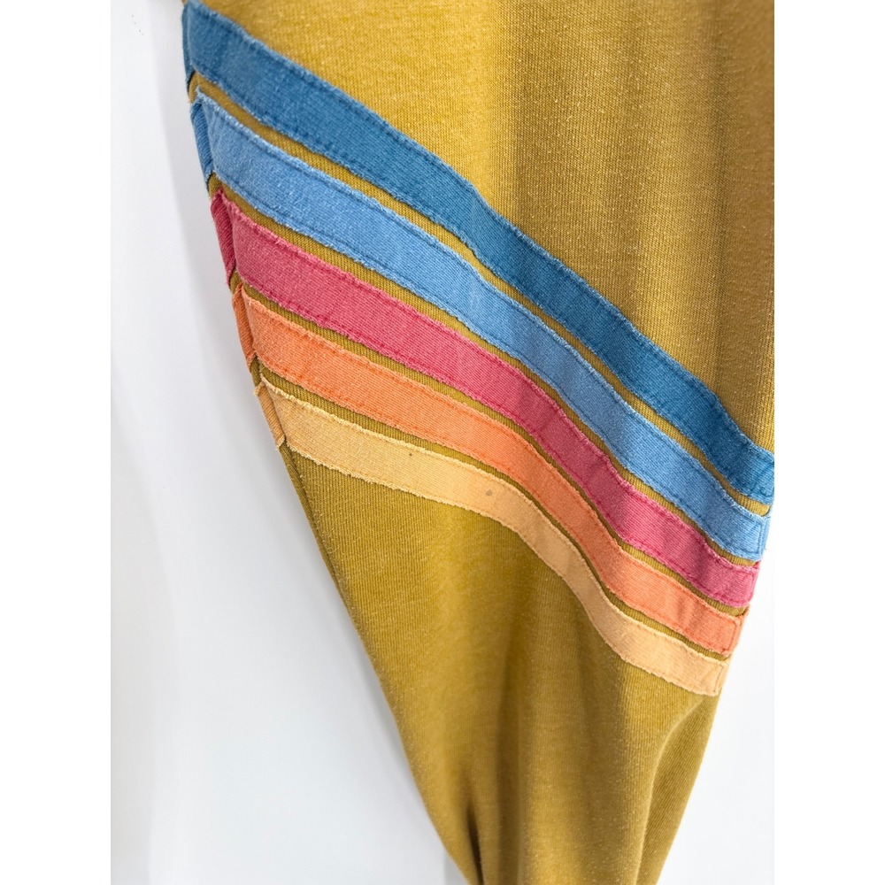 B52 Aviator Nation Rainbow Stitch Sweatpants Medium Chevron Stripe Yellow - Picture 11 of 13